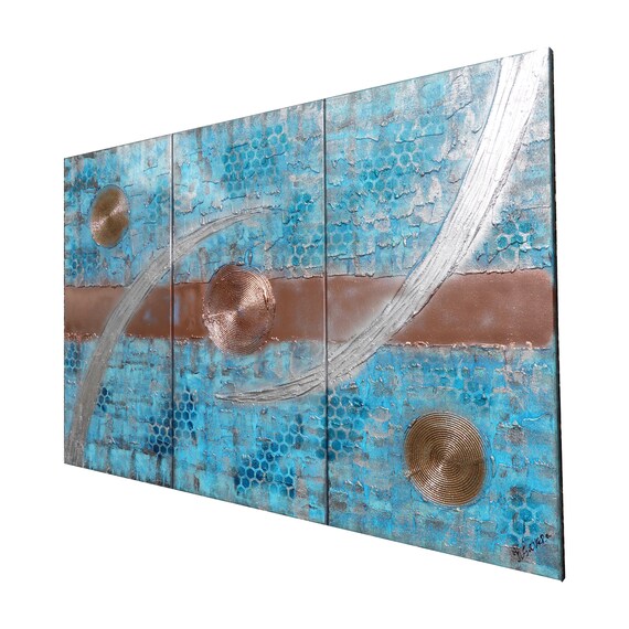 Tryptych Textured Abstract Paintings A1233 contemporary art for Lounge, Office, Sleeping room or above sofa by artist Ksavera
