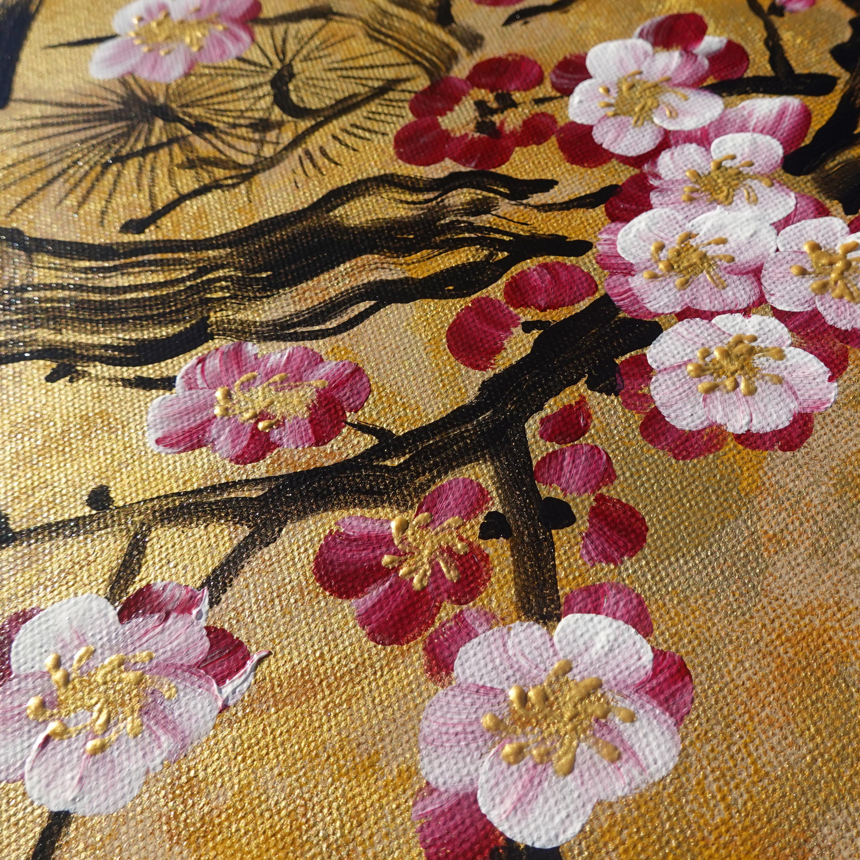 Japan Art Cherry Blossom and Love Birds Japanese Style Zen