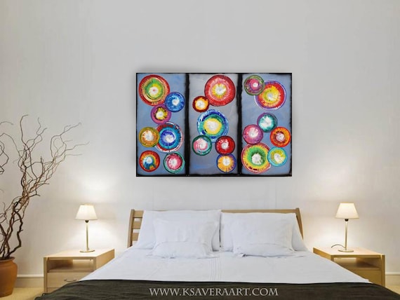 Large rainbow Abstract paintings A791 Acrylic Original Contemporary Art for Lounge, Office or above sofa by Ksavera