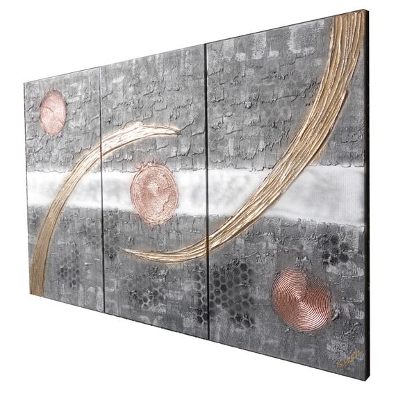 READY to SHIP Tryptych Textured Abstract Paintings A1239 contemporary art for Lounge, Office, Sleeping room or above sofa by artist Ksavera