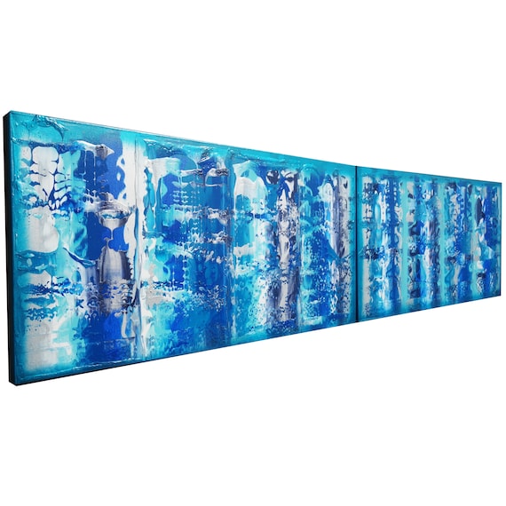 diptych Blue Abstract Paintings A619 art for Lounge, Office, Sleeping room or above sofa by Ksavera