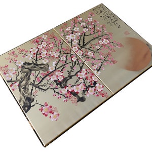 Cherry blossom Japanese style painting J337 Gold paintings Japan art stretched canvas acrylic wall art by artist Ksavera image 7