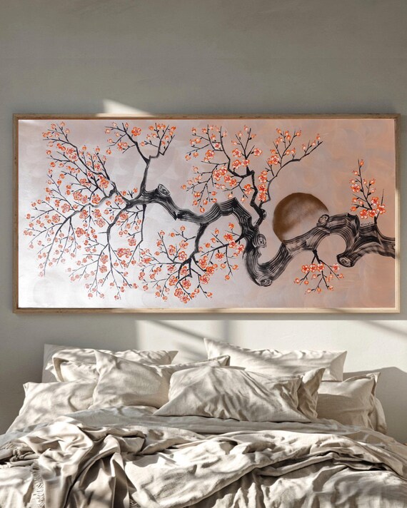 Japanese Sakura J524 | Original Acrylic Painting on Large Canvas japandi by Ksavera