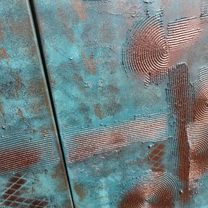 Copper patina Abstract Painting A029 vertical textured wall art Acrylic Contemporary Art for Lounge, Office, above sofa by Ksavera image 3