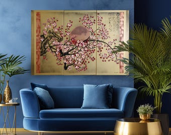 Cherry blossom - Japanese style painting J385 Gold paintings Japan art stretched canvas acrylic wall art by artist Ksavera