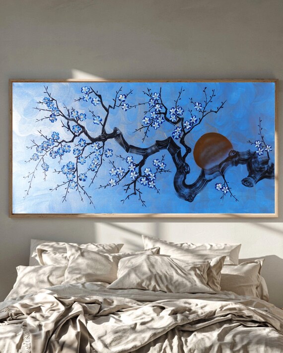 Japanese Sakura J517 | Original Acrylic Painting on Large Canvas | Contemporary Wall Art by Ksavera