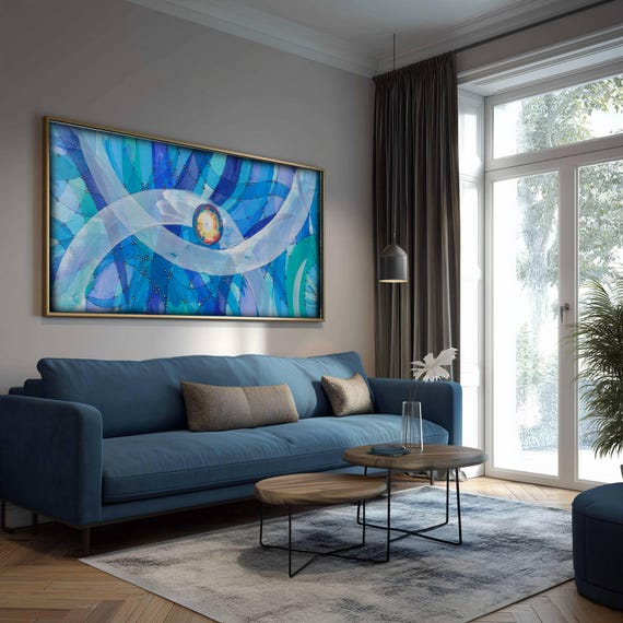 Abstract Minimalist Painting A1360 | Modern original Wall Art | blue black gold Original Canvas | Contemporary Home Decor | Ksavera
