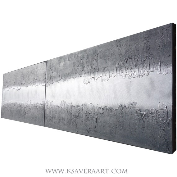 Minimalist Silver & Steel Abstract textured painting A473 Acrylic Contemporary Art for Lounge, Office or above sofa by artist Ksavera