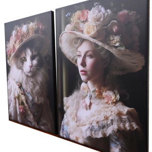 Belle Epoque DS0260 by artist Ksavera set of 2 giclee prints on stretched canvas, black or gold edges. READY to HANG diptych image 7