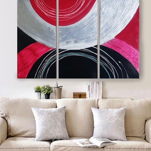 Large paintings Black himberry red silver original abstract art textured acrylic on stretched canvas glossy metallic by Ksavera image 7