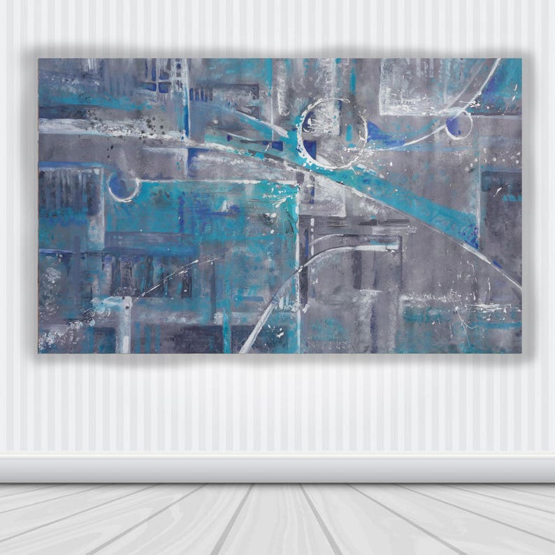 Large Abstract Painting 100x160 Cm Unstretched Canvas I003 Art Original