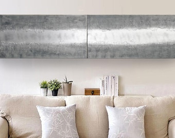Minimalist Silver & Steel Abstract textured painting A473 Acrylic Contemporary Art for Lounge, Office or above sofa by artist Ksavera