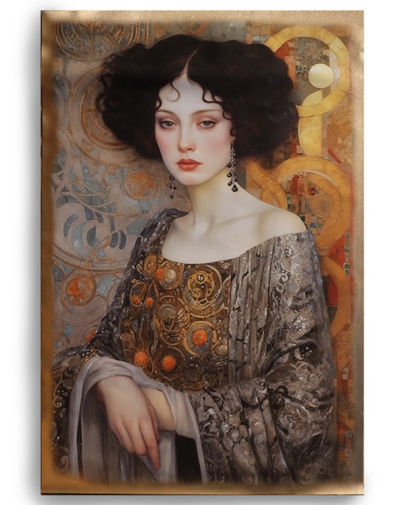 Belle Epoque DS0371 by artist Ksavera - Large Giclée print on canvas, black or gold edges Klimt