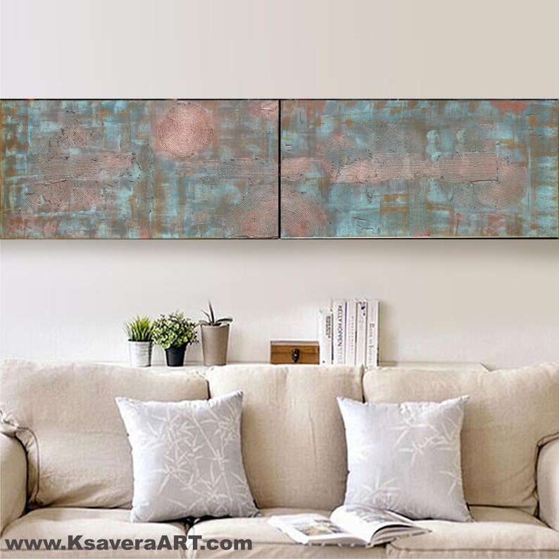 Copper patina Abstract Painting A029 vertical textured wall art Acrylic Contemporary Art for Lounge, Office, above sofa by Ksavera image 4