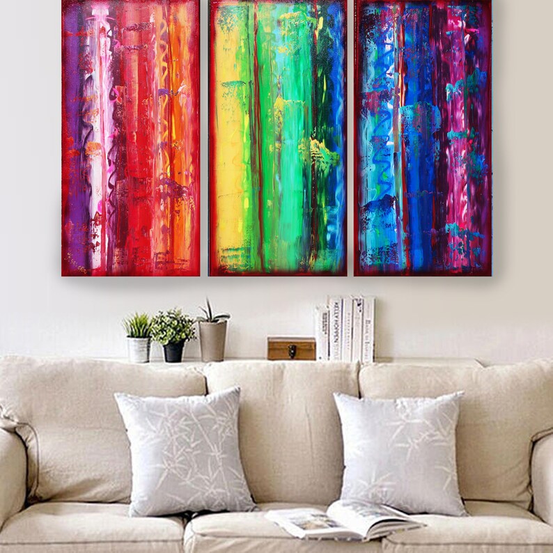 Rainbow Abstract Paintings A316 colorful art for Lounge, Office, Sleeping room or above sofa by Ksavera image 2