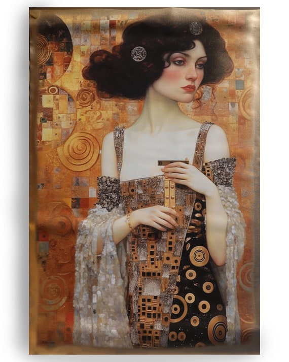 Belle Epoque DS0379 by artist Ksavera - Large Giclée print on canvas, black or gold edges Klimt