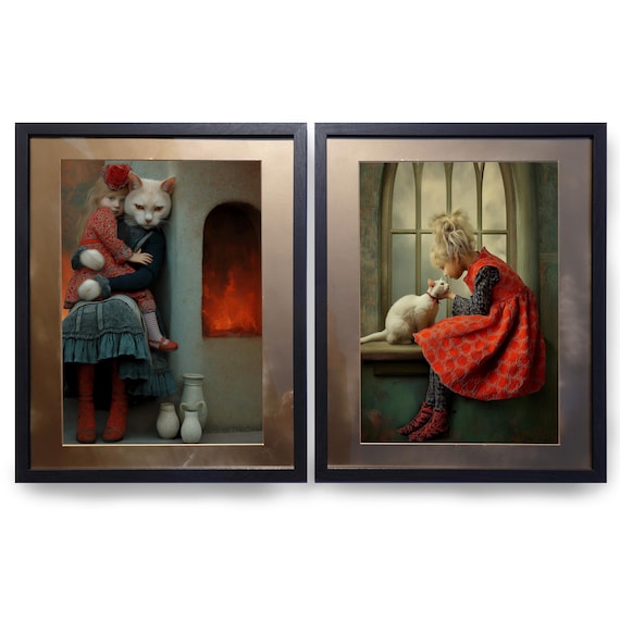 Surrealism DS0801B by artist Ksavera - READY to HANG - diptych - top quality photography printed on the glossy photopaper in frame