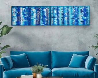 Diptych Wall Art A619 Blue Abstract Acrylic paintings by Ksavera