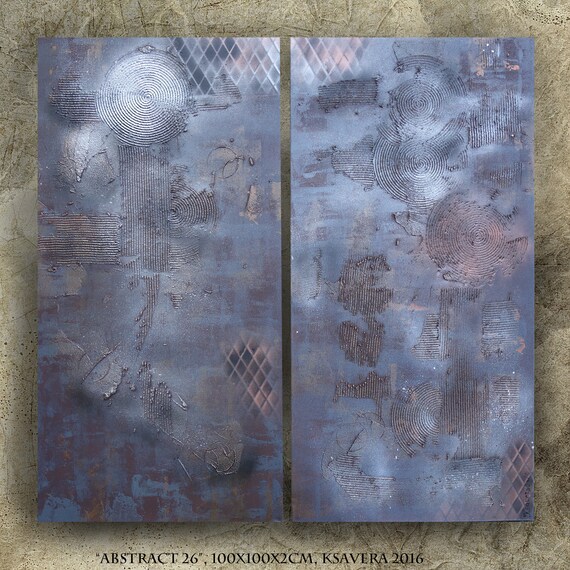 industrial Painting rusty iron Abstract A026 vertical textured wall art Acrylic Art for Lounge, Office or above sofa by Ksavera