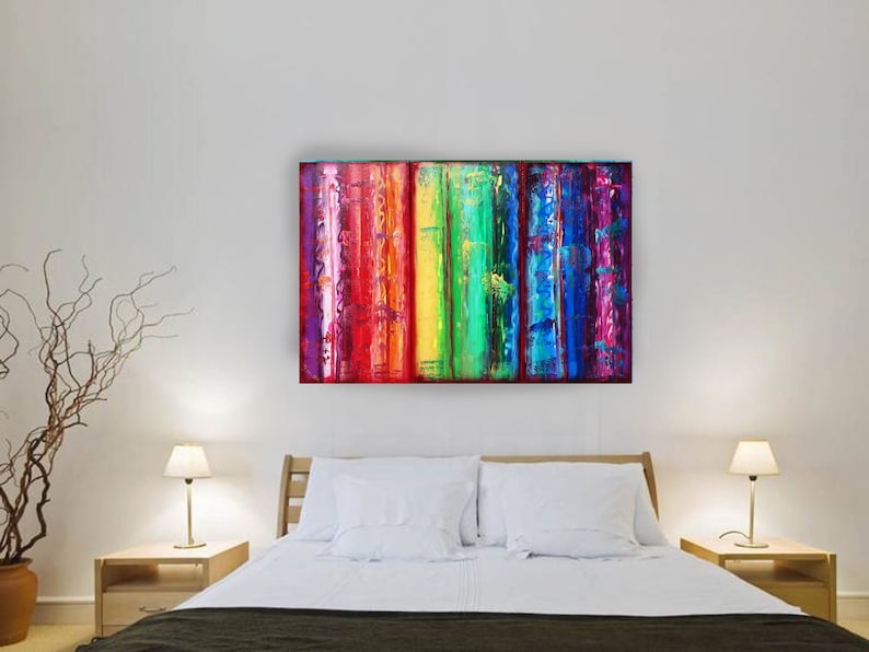 Rainbow Abstract Paintings A316 colorful art for Lounge, Office, Sleeping room or above sofa by Ksavera image 1