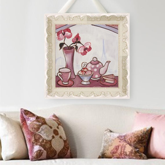 Kitchen Popart Painting, Pear & Watermelon with Poppies by Ksavera