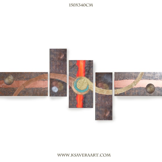 XXL Abstract Set 5 piece paintings 150x340cm or 120x260x4cm made to order art A1111/10 textured Painting Acrylic Contemporary Art by Ksavera