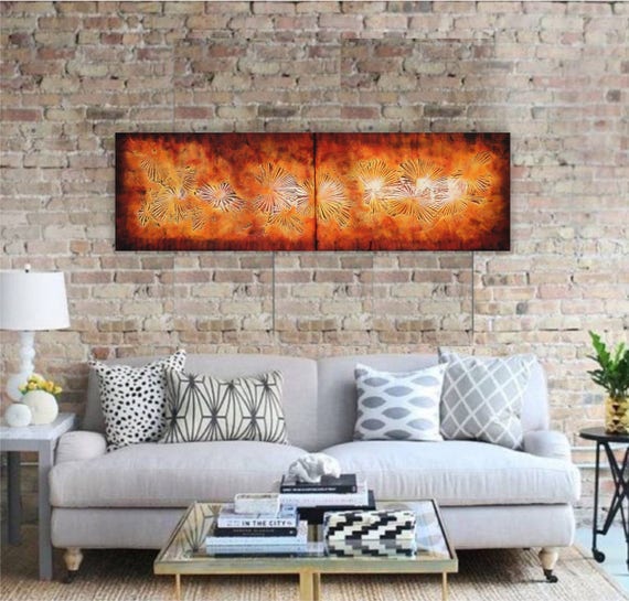 Lava Abstract Painting vertical textured wall art A105 Acrylic Original Contemporary Art KSAVERA canvas mid century modern art