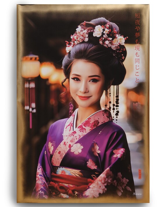 Japanese geisha DS0367 by artist Ksavera - Large Giclée print on canvas, black or gold edges, japonism