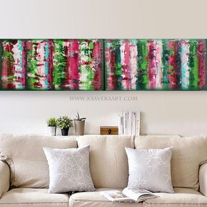Rainbow diptych long abstract paintings A639 acrylic painting by artist Ksavera image 2