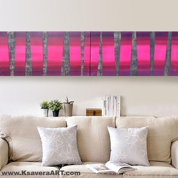 Pink rusty metal Abstract Painting vertical textured wall art A137 Acrylic Original Contemporary Art KSAVERA mid century modern art