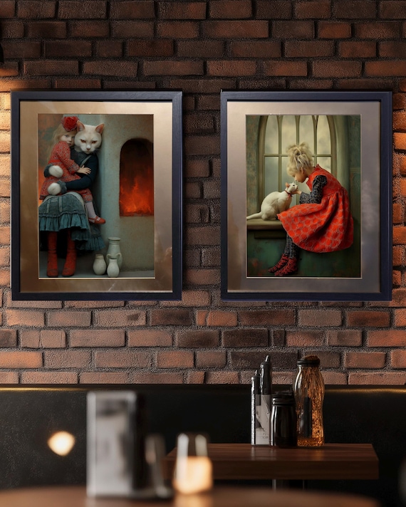 Surrealism DS0801B by artist Ksavera - READY to HANG - diptych - top quality photography printed on the glossy photopaper in frame