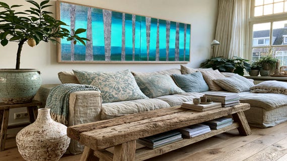Textured Diptych Wall Art A254 Mint Emerald and Gray Acrylic Paintings by Ksavera
