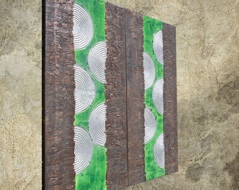 green rusty metal Abstract Painting vertical textured wall art A132 Acrylic Original Contemporary Art KSAVERA canvas mid century modern