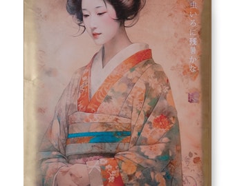 Japanese geisha DS0377 by artist Ksavera - Large Giclée print on canvas, black or gold edges, japonism