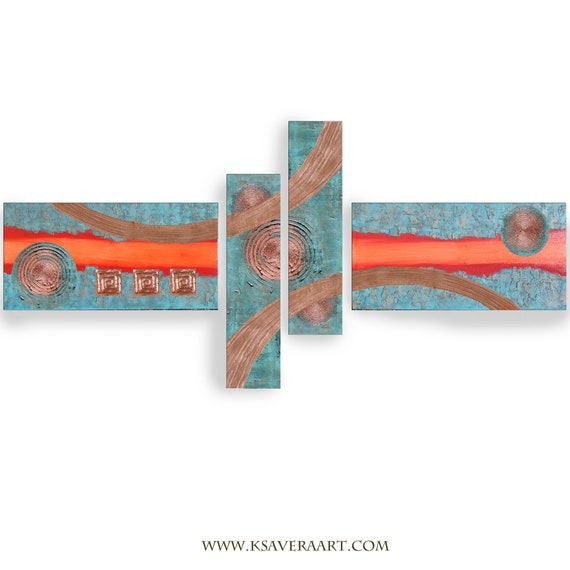 Copper patina Abstract paintings A2911/03 textured Painting Acrylic Contemporary Art for Lounge, Office or above sofa by artist Ksavera