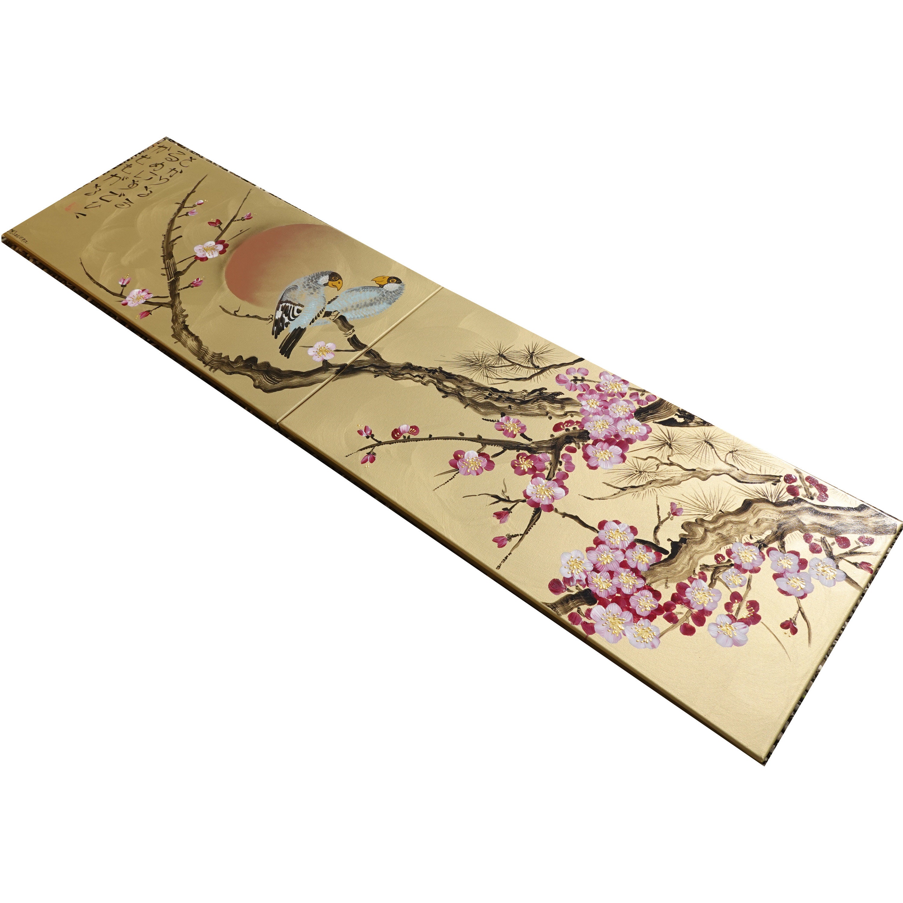 Long Japanese Paintings - Japan Art - Cherry Blossom and Sun Long Japanese Paintings - Japan Art - Cherry Blossom and Sun