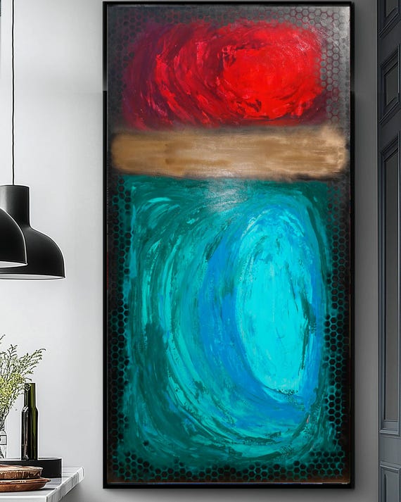 Abstract Minimalist Painting A1365 | Modern original Wall Art | blue black gold Original Canvas | Contemporary Home Decor | Ksavera