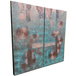 Copper patina Abstract Painting A029 vertical textured wall art Acrylic Contemporary Art for Lounge, Office, above sofa by Ksavera image 1