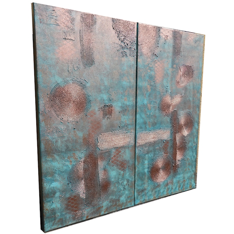 Copper patina Abstract Painting A029 vertical textured wall art Acrylic Contemporary Art for Lounge, Office, above sofa by Ksavera image 1