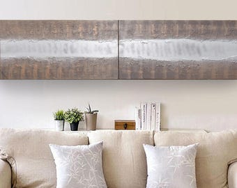 Silver & rusty iron Abstract textured painting A474 Industrial Acrylic Contemporary Art for Lounge, Office or above sofa by artist Ksavera