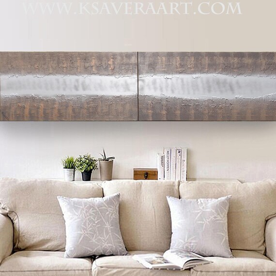 Silver & rusty iron Abstract textured painting A474 Industrial Acrylic Contemporary Art for Lounge, Office or above sofa by artist Ksavera