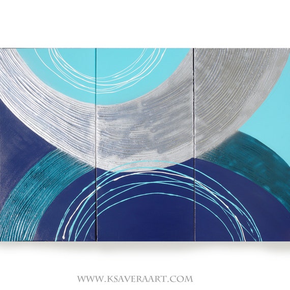 Large blue paintings  100x150x2 cm original abstract art A053 acrylic on stretched canvas art glossy abstract wall art by artist Ksavera
