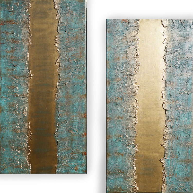 Gold & patina Abstract textured painting A443 Acrylic Contemporary Art for Lounge, Office or above sofa by artist Ksavera image 4