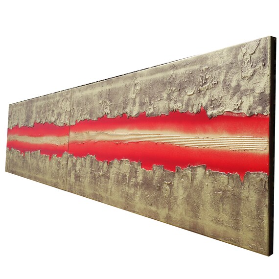 Gold Abstract paintings "Abstract A470" - large textured diptych, original acrylic painting by artist Ksavera