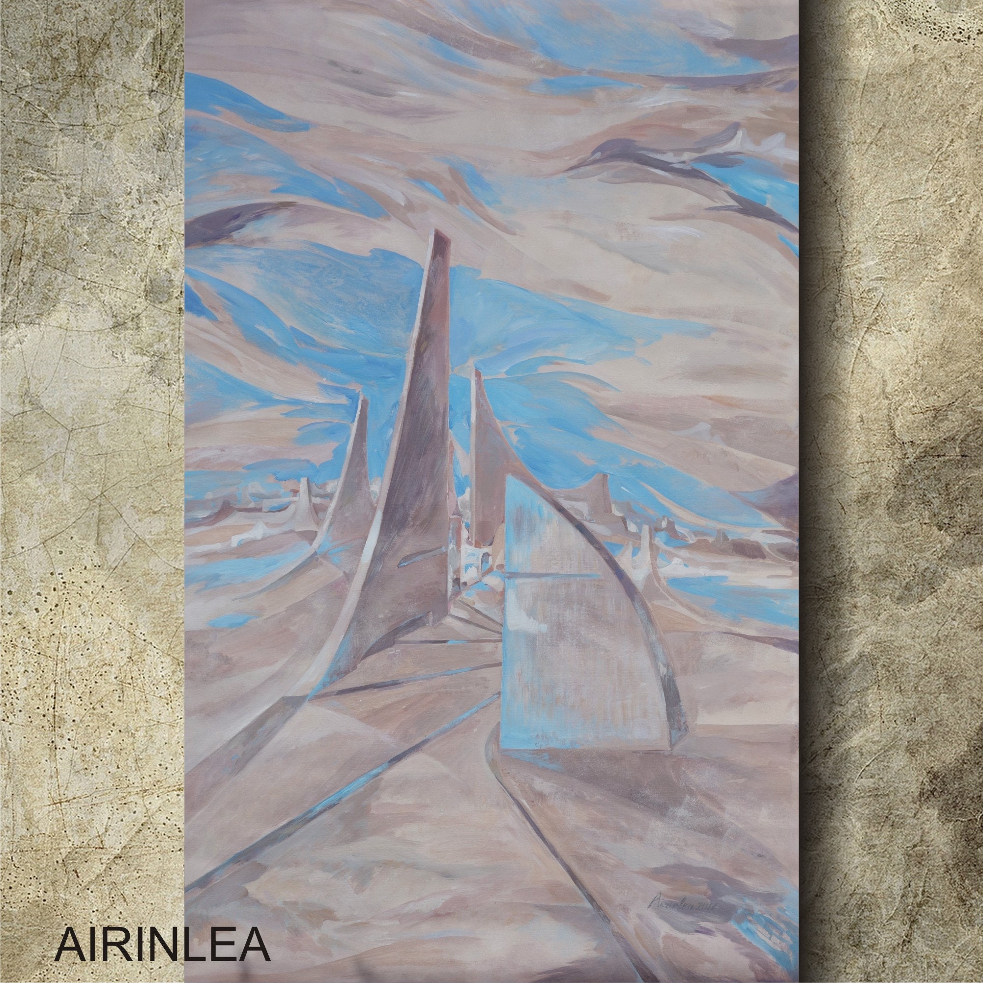 Large abstract painting 100x160 cm unstretched canvas i006 art original