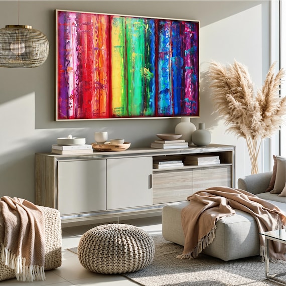 Original Abstract Paintings A316 colorful red wall art for Lounge, Office, Sleeping room or above sofa by Ksavera
