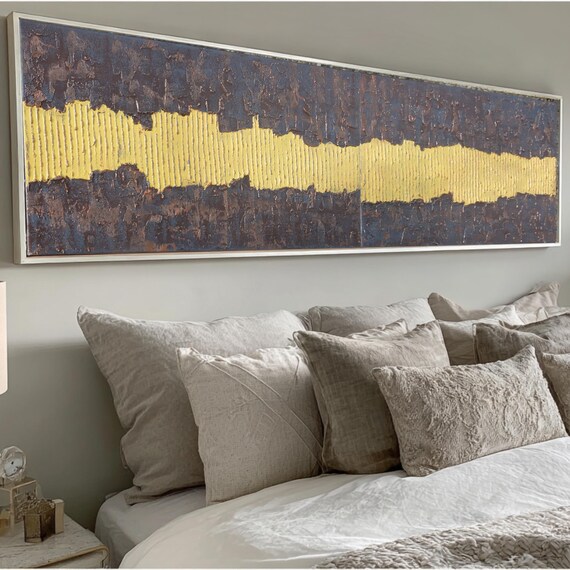 Textured Abstract Wall Art A082 Yellow Rusty Iron Canvases Set of 2 by Ksavera