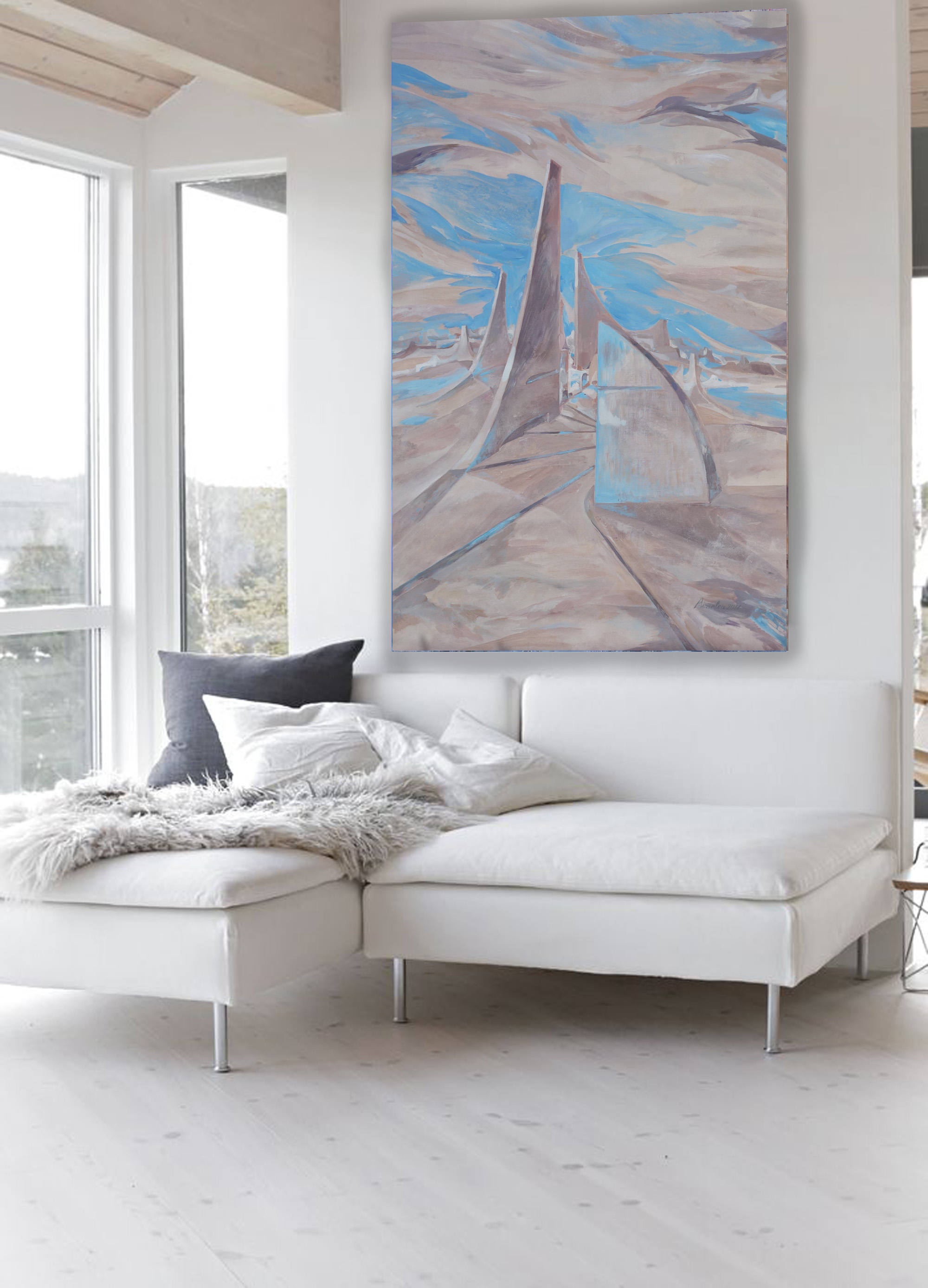 Large abstract painting 100x160 cm unstretched canvas i006 art original