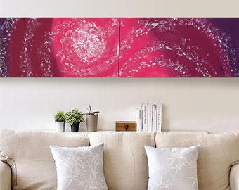 Burgundy red abstract art Ocean A061 Long paintings acrylic on stretched canvas modern wall art by artist Ksavera