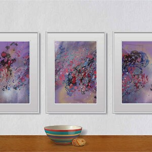 Set di 3 liquidi originali astratti, dipinti su carta A4 - 18J038